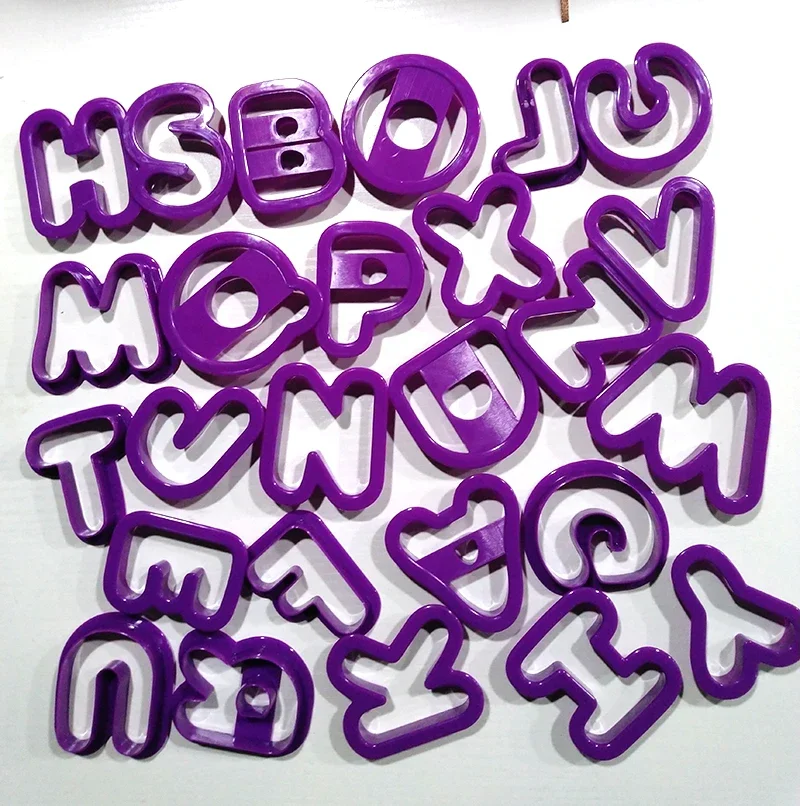 26pcs/set Cute Big Alphabet Letter Plastic Cookie Cutter Fondant Cake Decoration Tool DIY Pastry Baking Cake Press Mold