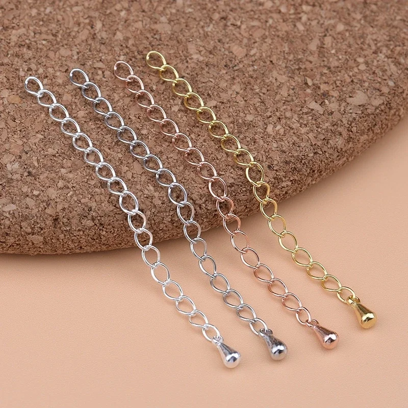 S925 sterling silver extension chain accessories, water drop extension chain, handmade DIY bracelet necklace adjustment chain