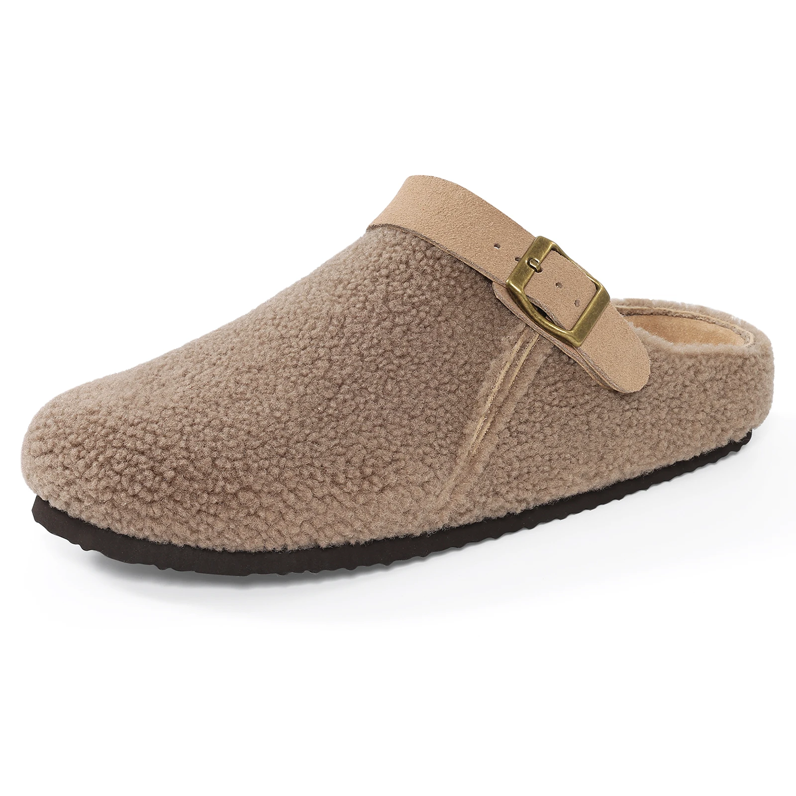 Litfun Women's Winter Fluffy Slippers With Arch Support, Anti-Slip Indoor Outdoor Slides, Adjustable Buckle_voghion.com
