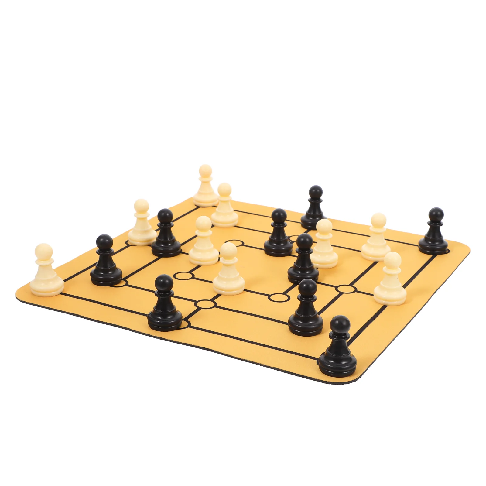 1 Set Portable Nine Mens Morris Chess Game Set for Family Tabletop Fun Traditional Board Game Entertainment Funny Gathering Ches