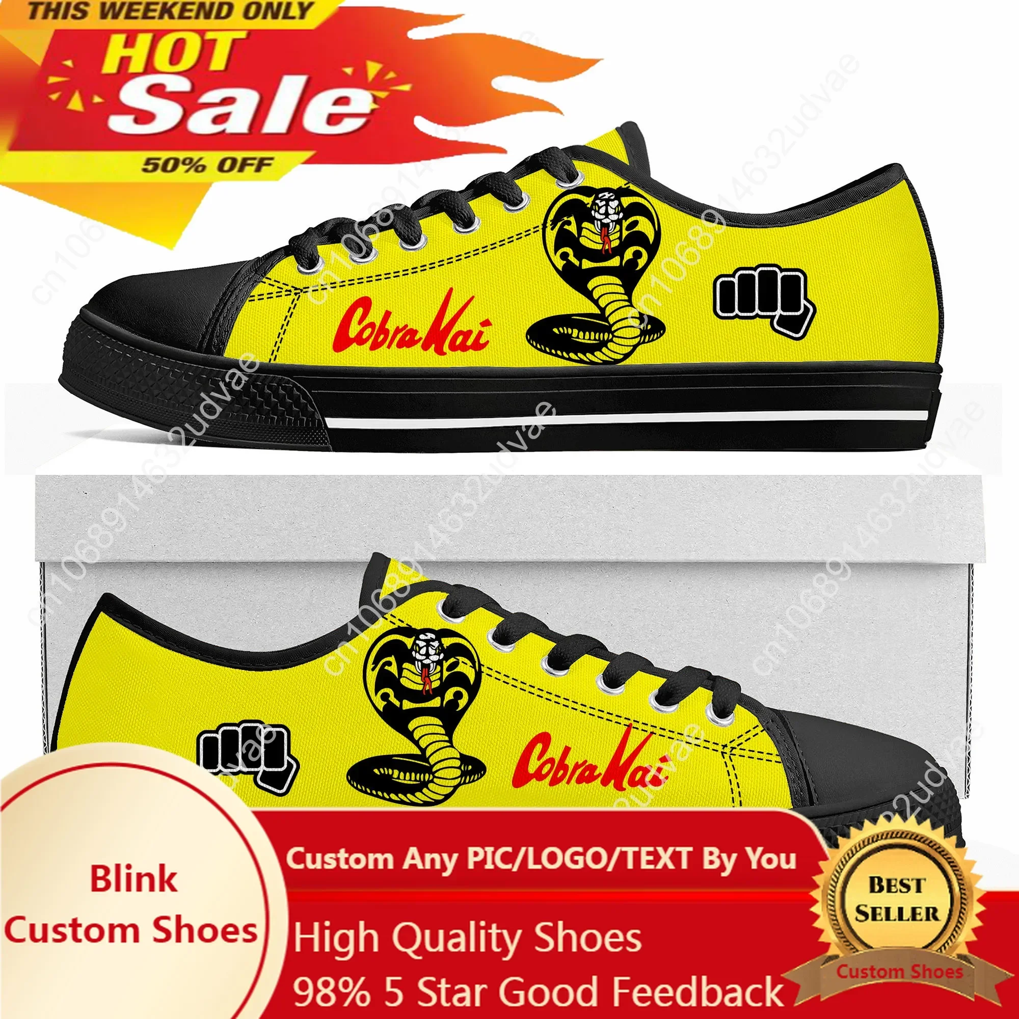 

Movie Cobra Kai Snake Low Top High Quality Sneakers No Mercy Mens Womens Teenager Canvas Sneaker Casual Couple Shoes Custom Shoe