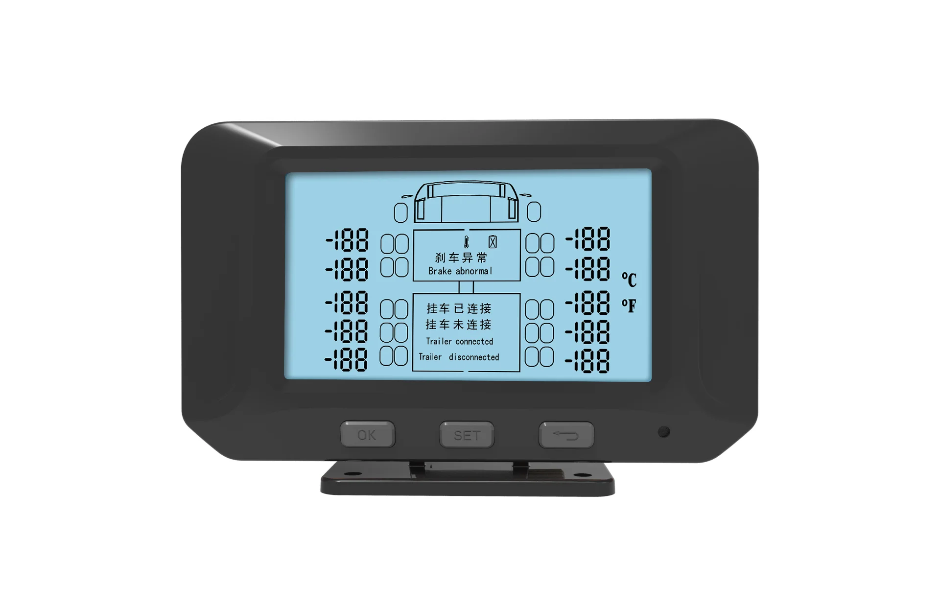 Wireless Truck Brake Drum Temperature Monitoring System TPMS Tire Pressure Detection for Brake Pads Wheel Axles Tire