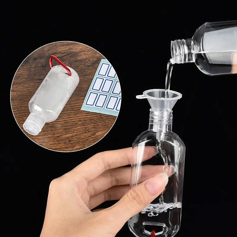 Spray Bottle Transparent Portable Hook Key Ring Sub-bottle Alcohol Hand Sanitizer Bottle Travel Outdoor Bottling