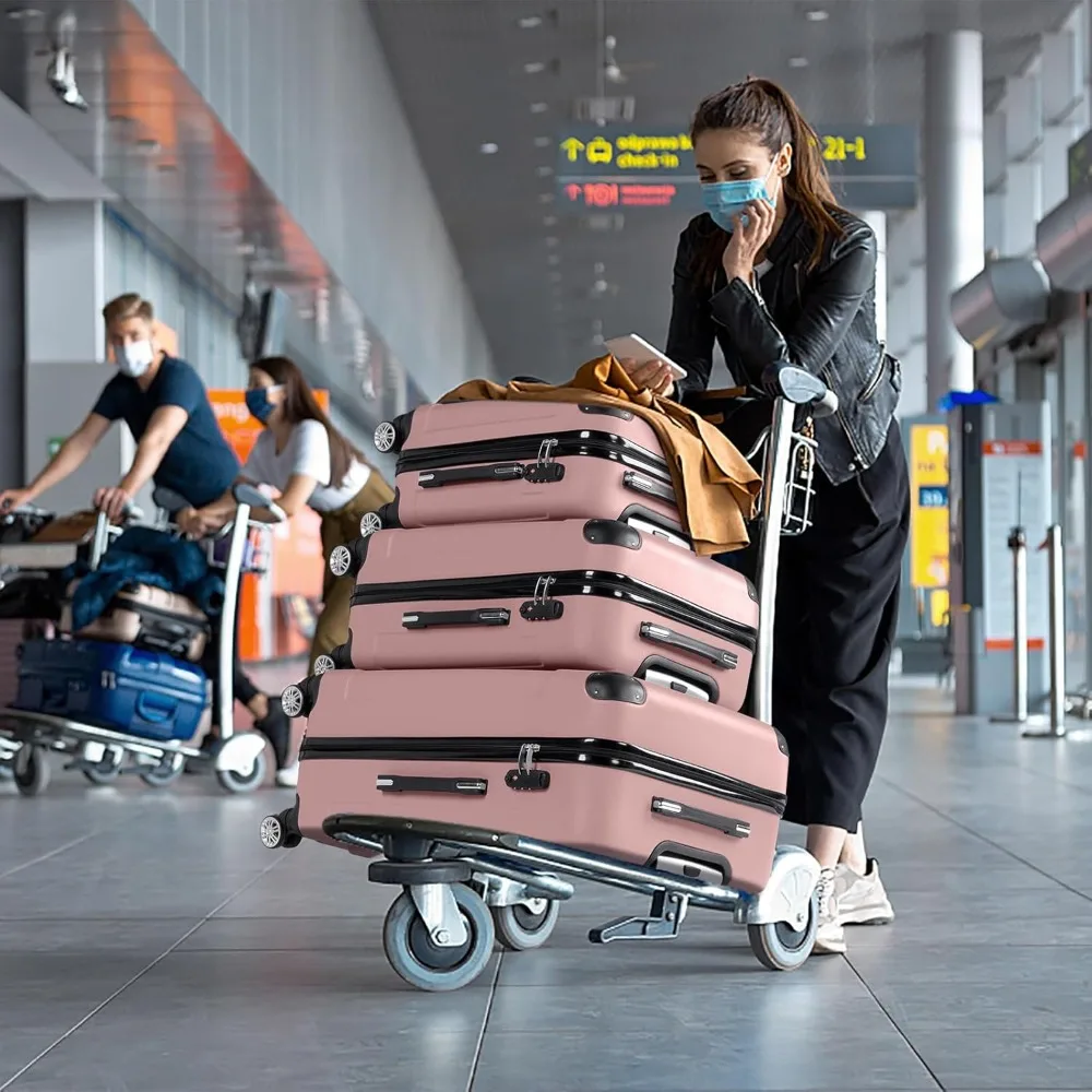 

3-Piece Luggage Set Travel Lightweight Suitcases with Rolling Wheels, TSA lock & Moulded Corner, Carry on Luggages for Business