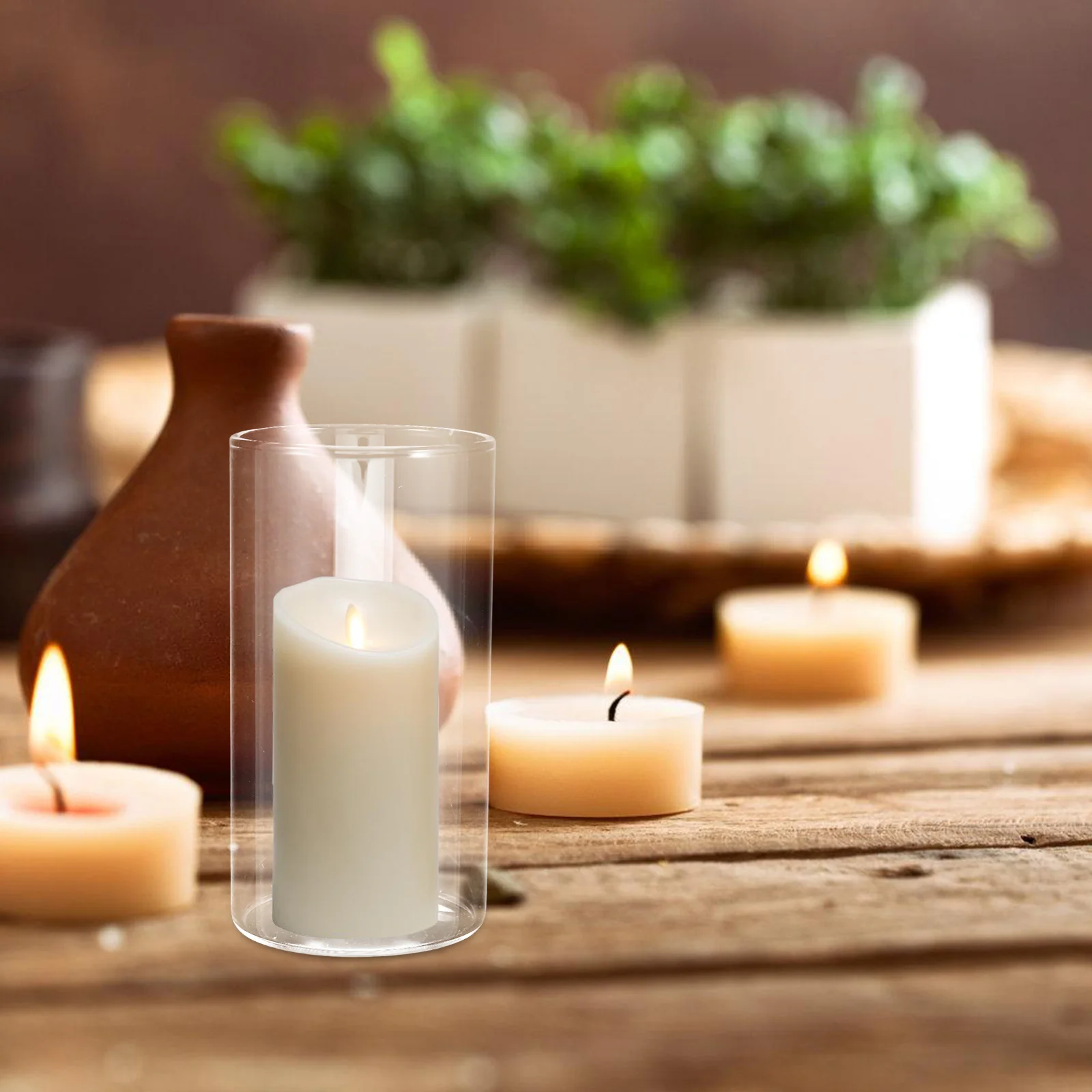 

2Pcs Clear Cylinder Glass Holders Transparent Hurricane Candleholders Floating Tealight Holders for Home Weddings