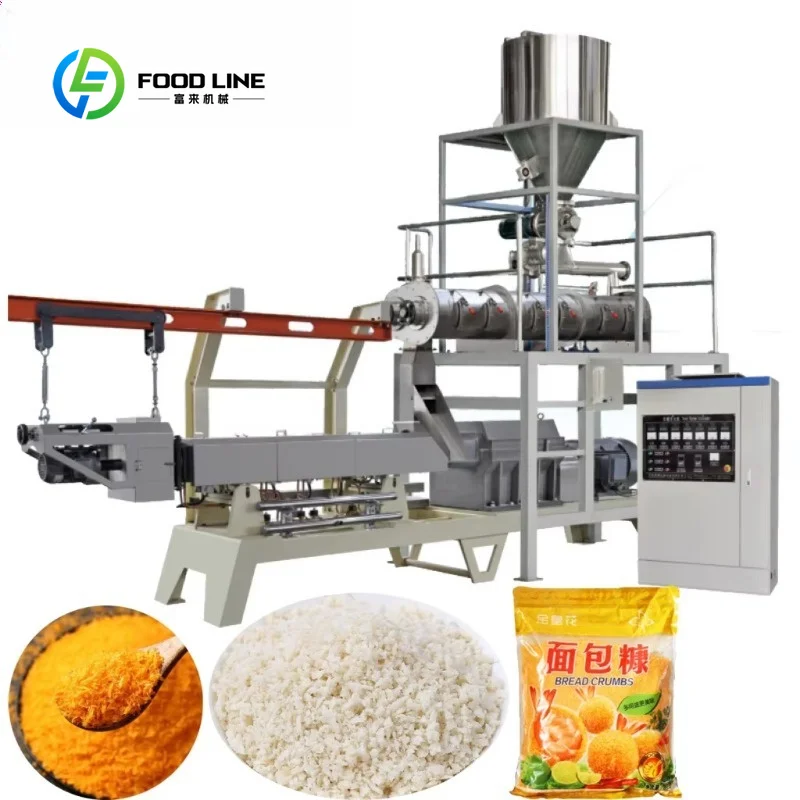 Customized Twin Screw Extrusion Production Line For Puffed Bread Crumb Even Texture Continuous Production For Snack Food Factory