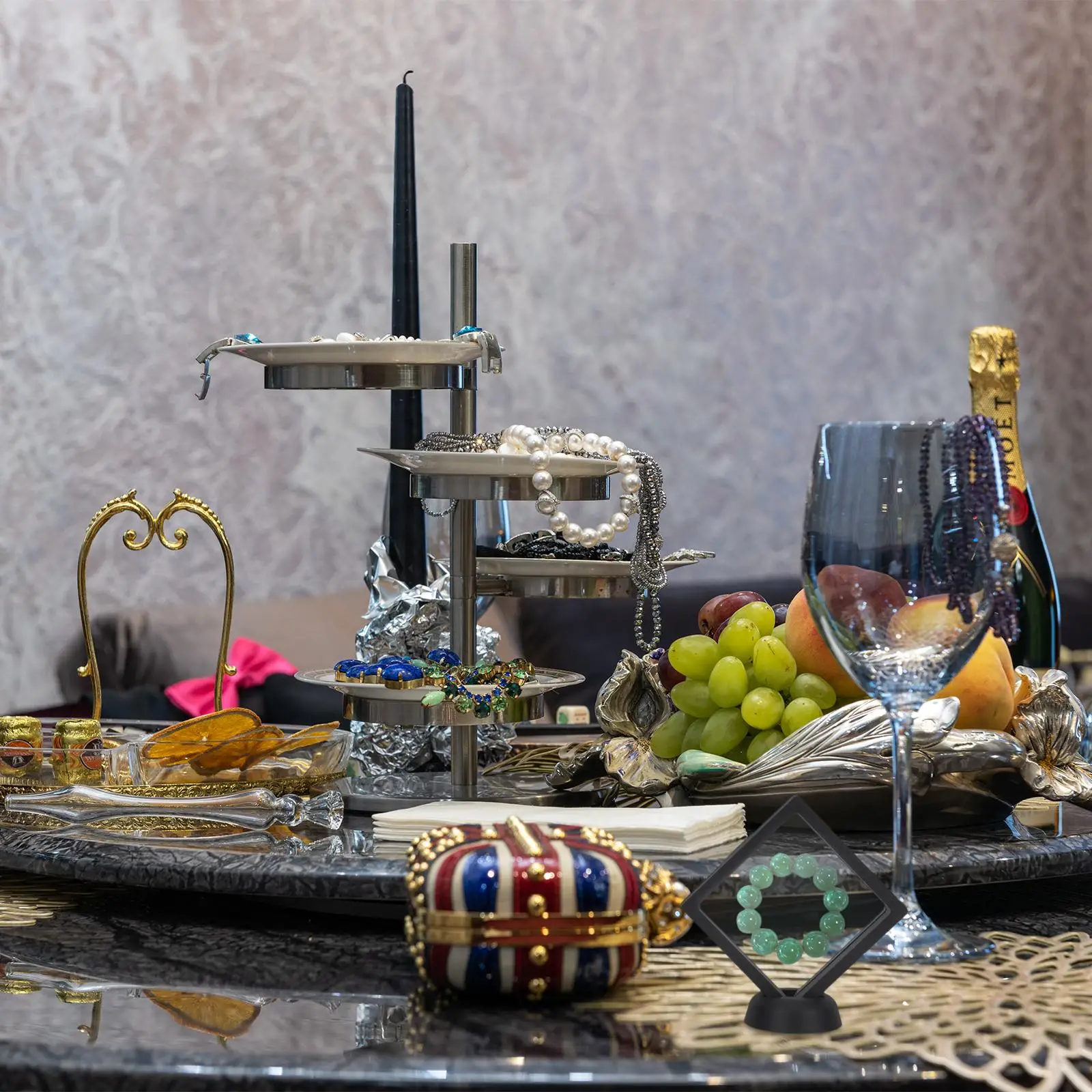 24 Pcs Display Box Floating Stand 3D Case for Rings Bracelets Coins PE Film Display Stand Trays Storage