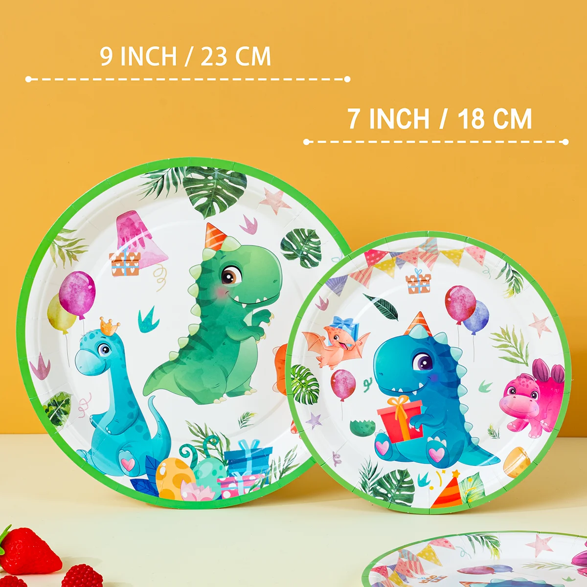 10/25/50Pcs Cute Party Dinosaur Disposable Paper Plates 7/9 Inch Watercolor Cartoon Round Plates for Birthday Party Supplies view 3