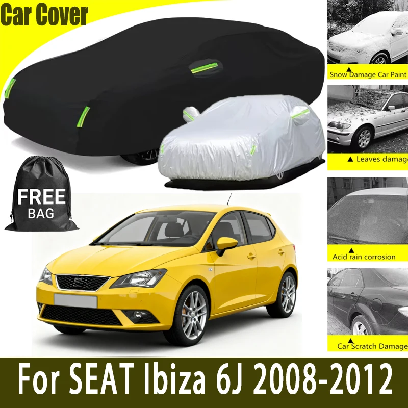 

For SEAT Ibiza 6J 2008-2012 All-Weather Car Cover Waterproof Summer Sun Shade Anti-UV Winter Rain Snow Prevent Cover