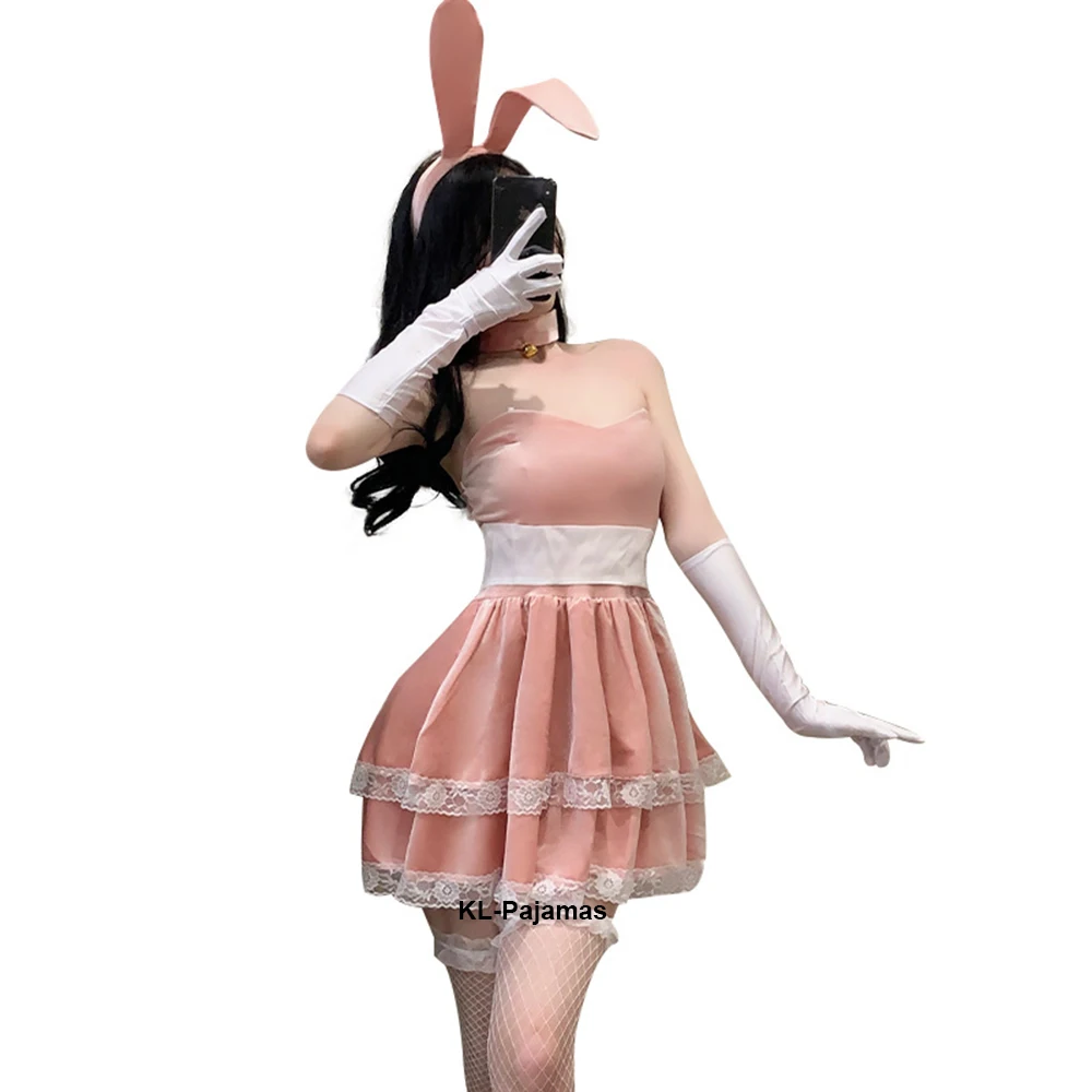 Costume de Cosplay de Lapin Sexy pour Femme, Robe de Père Noël, Uniforme de Fille, ixde Noël, Halloween, Ensemble