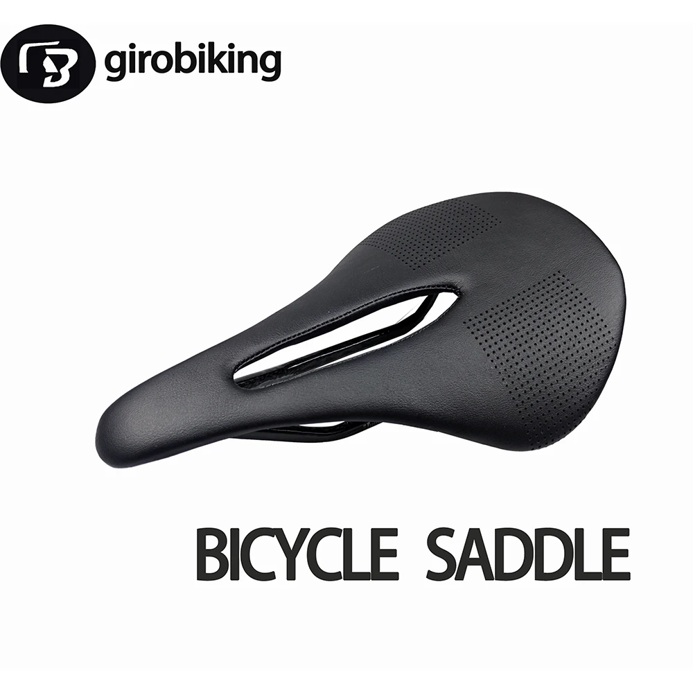 Girobros Ultralight Bicycle Saddle Cushion 3K Full Carbon Fiber Leather Bike Saddle Mountain Bike MTB Road Saddle 143mm 155 mm