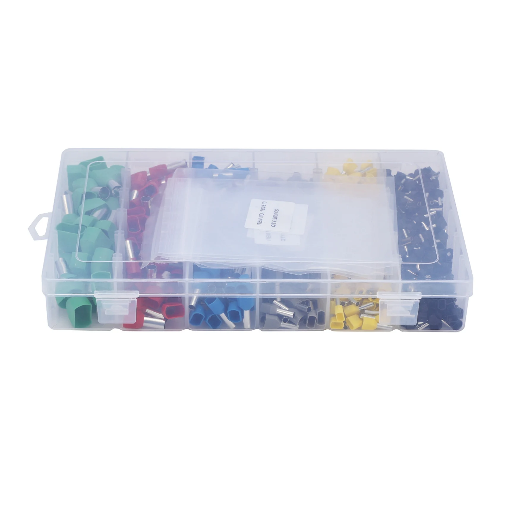 BHTS-1560Pcs Dual Bootlace Ferrule Teminator Kit Electrical Crimp Dual Entry Cord End Wire Terminal Connector