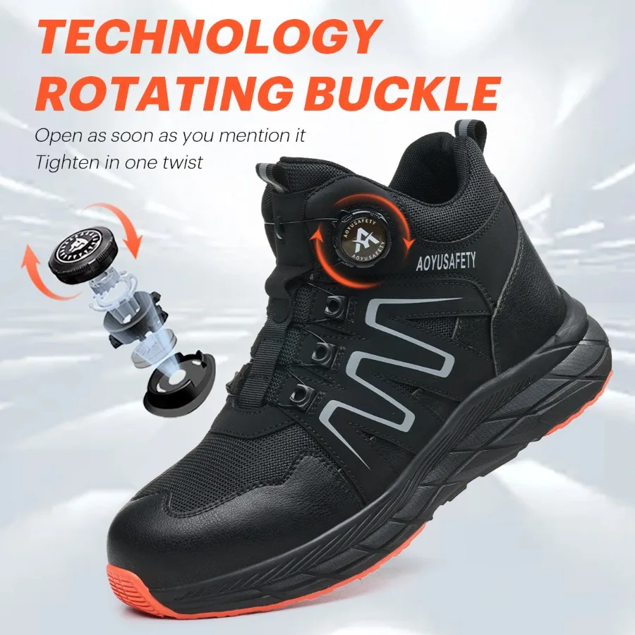 AOYU New Men's Safety Shoes, Puncture Resistant Work Shoes, Men's Protective Shoes, Wear-resistant Work Boots  Tactical Boots