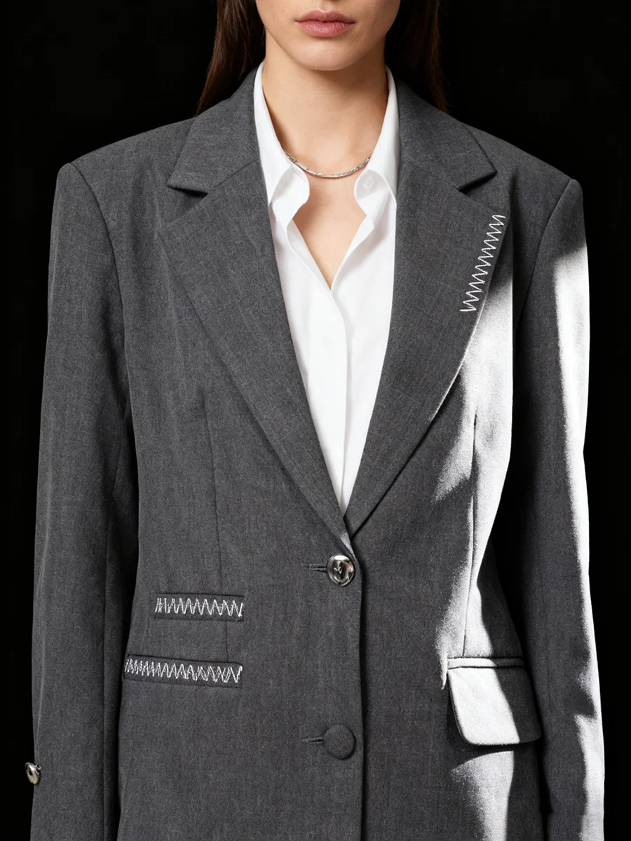 Żakiety damskie VGH, eleganckie, codzienne, z przeszyciami, zapinane na guziki, wyszczuplające, z klapami, z długim rękawem, jesienne, na imprezę, z temperamentem, modne, nowe.