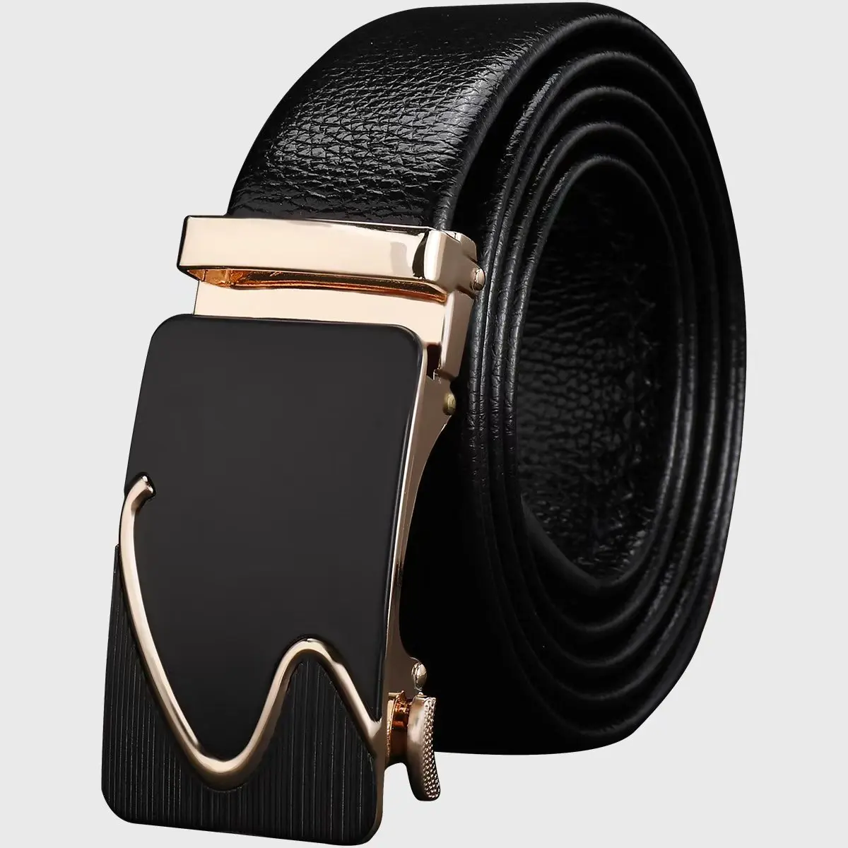 حزام أزياء رجالي، حزام بإبزيم معدني من الجلد عالي الجودة مكون من طبقتين، مناسب لسراويل العمل والجينز. #1