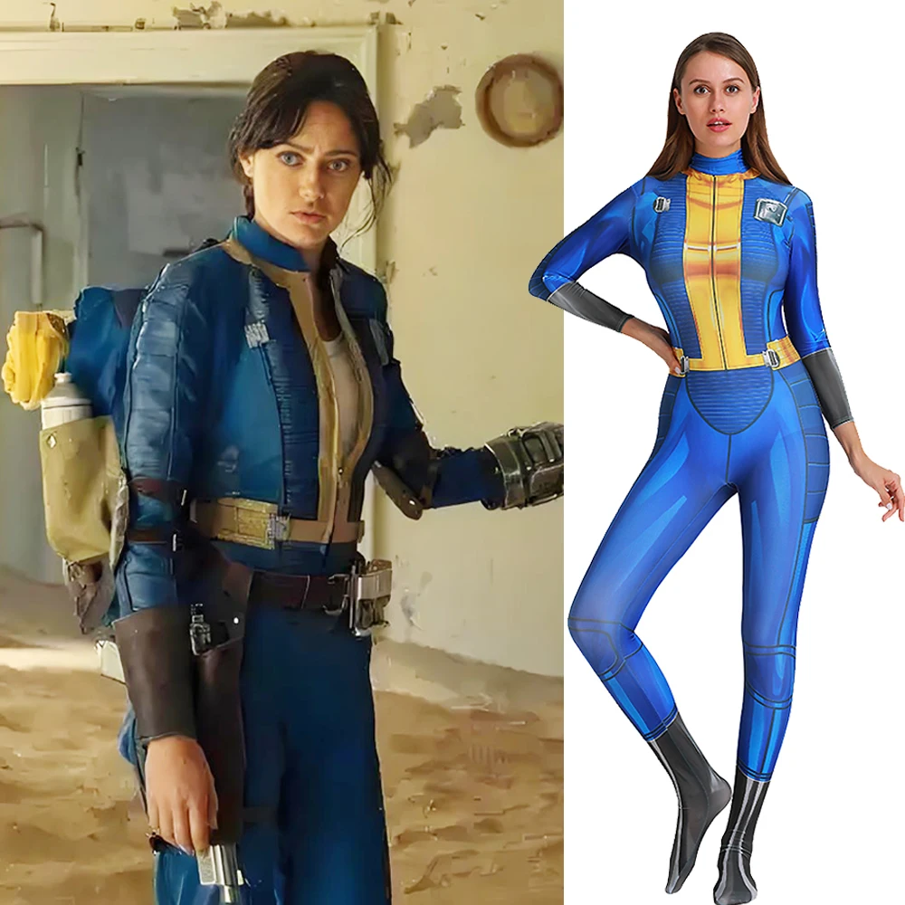 

Fallout 4 Vault number 111 Cosplay Lucy MacLean Costume Female 3D Printed Bodysuits Zenzai Suit Jumpsuit Halloween Outfits Adult