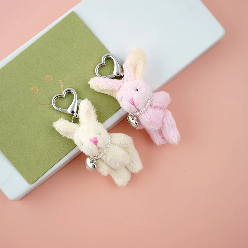 Cute Pink Rabbit Keychain Car Key Accessories Bag Pendant Decorative Key Ring Bunny Love Dolls Keyring Gift for Women Girls