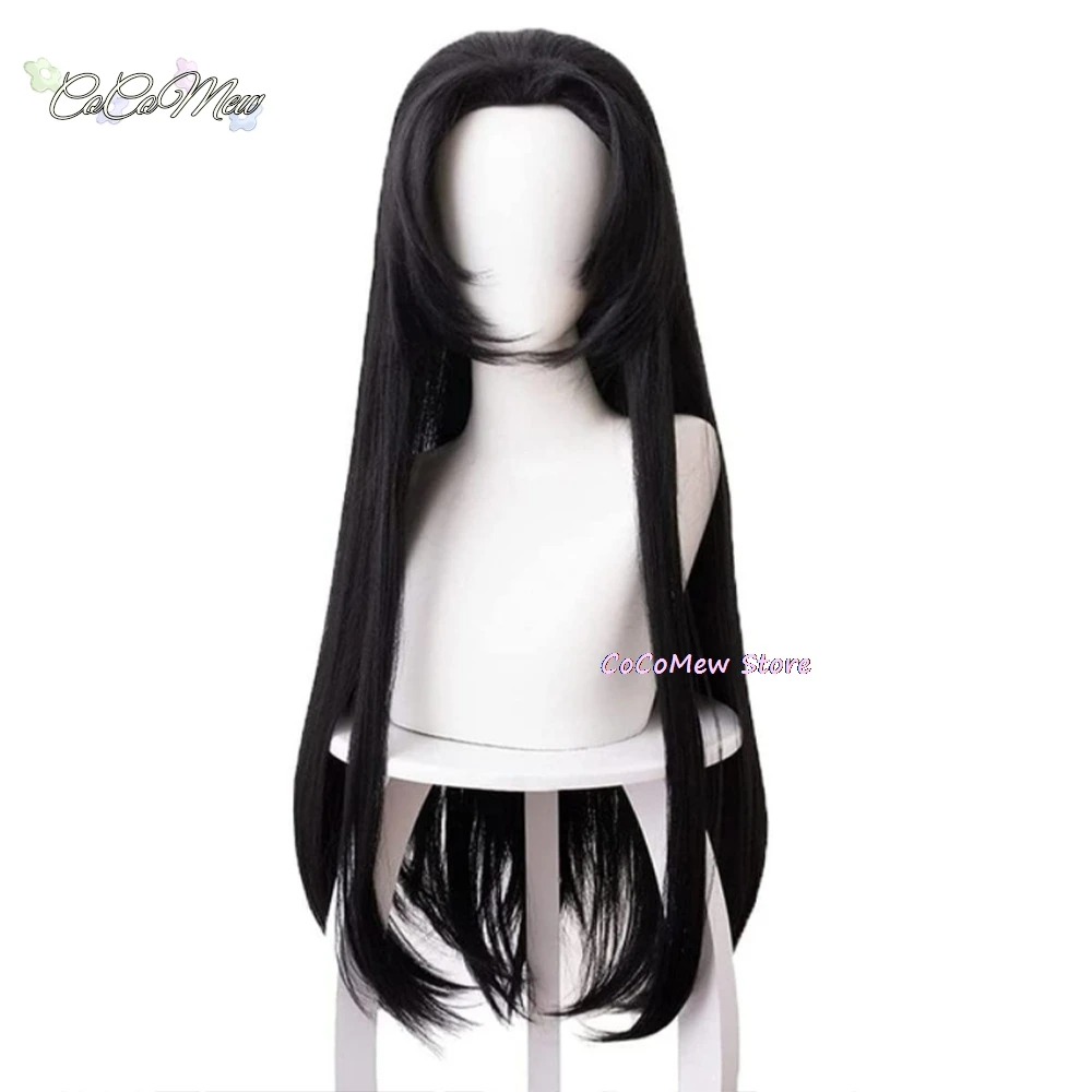 Kochou Kanae Wig Anime Kimetsu no Yaiba Cosplay Synthetic Black Long Hair Butterfly Headwear Halloween Cos Props