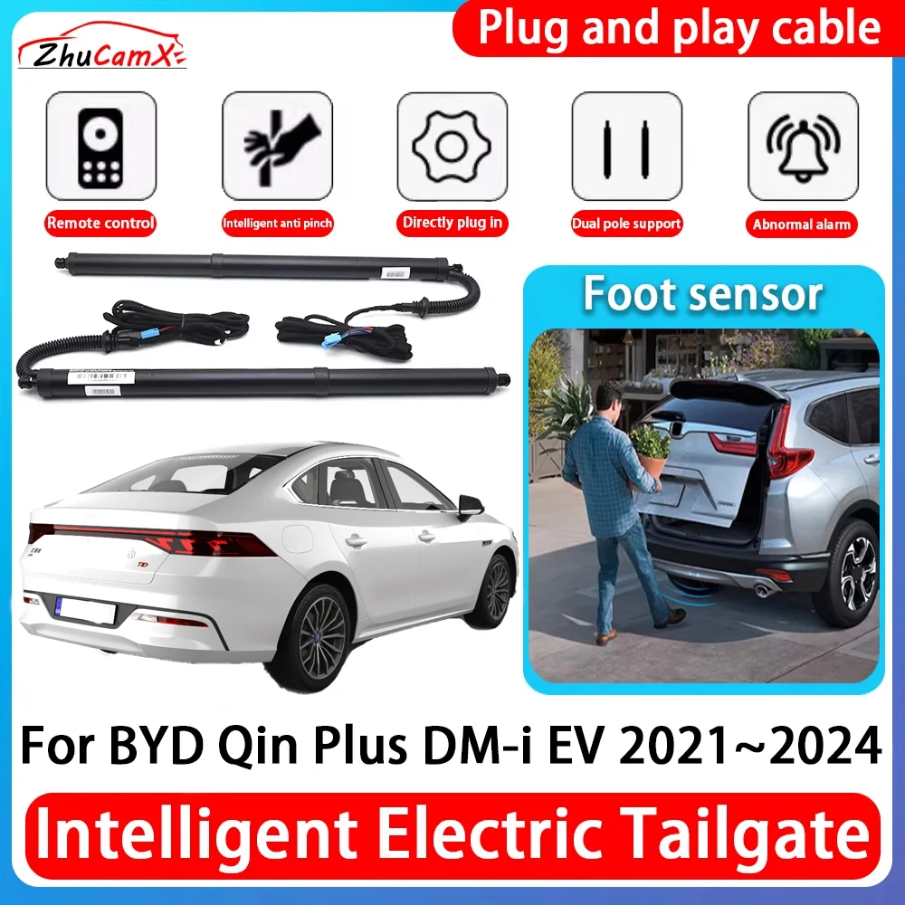 

ZhuCamX Car Power Trunk Electric Suction Tailgate Intelligent Tail Gate Lift Strut For BYD Qin Plus DM-i EV 2021~2024