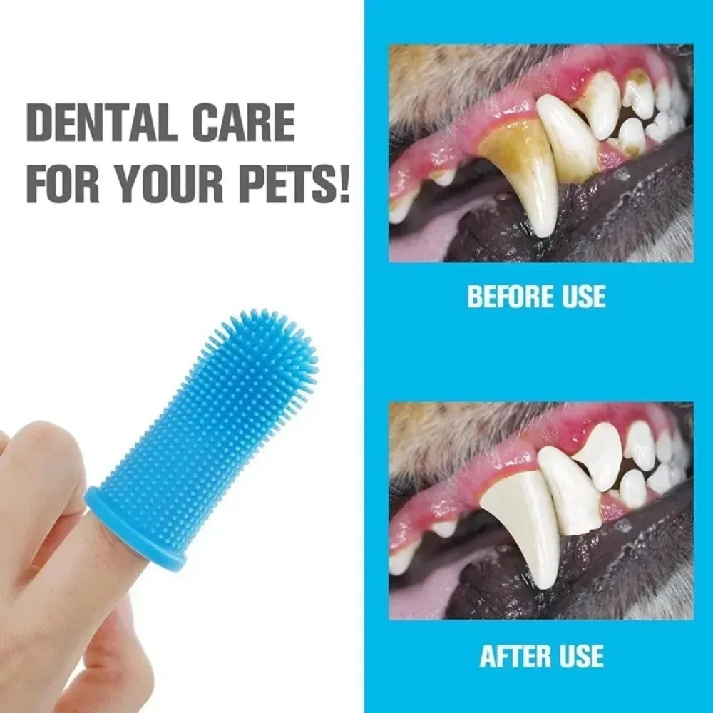 Silicone Pet Finger Toothbrush, Super Soft Non-toxic Teeth Cleaning Brush for Dog Cat, Oral Hygiene Breath Care Supplies