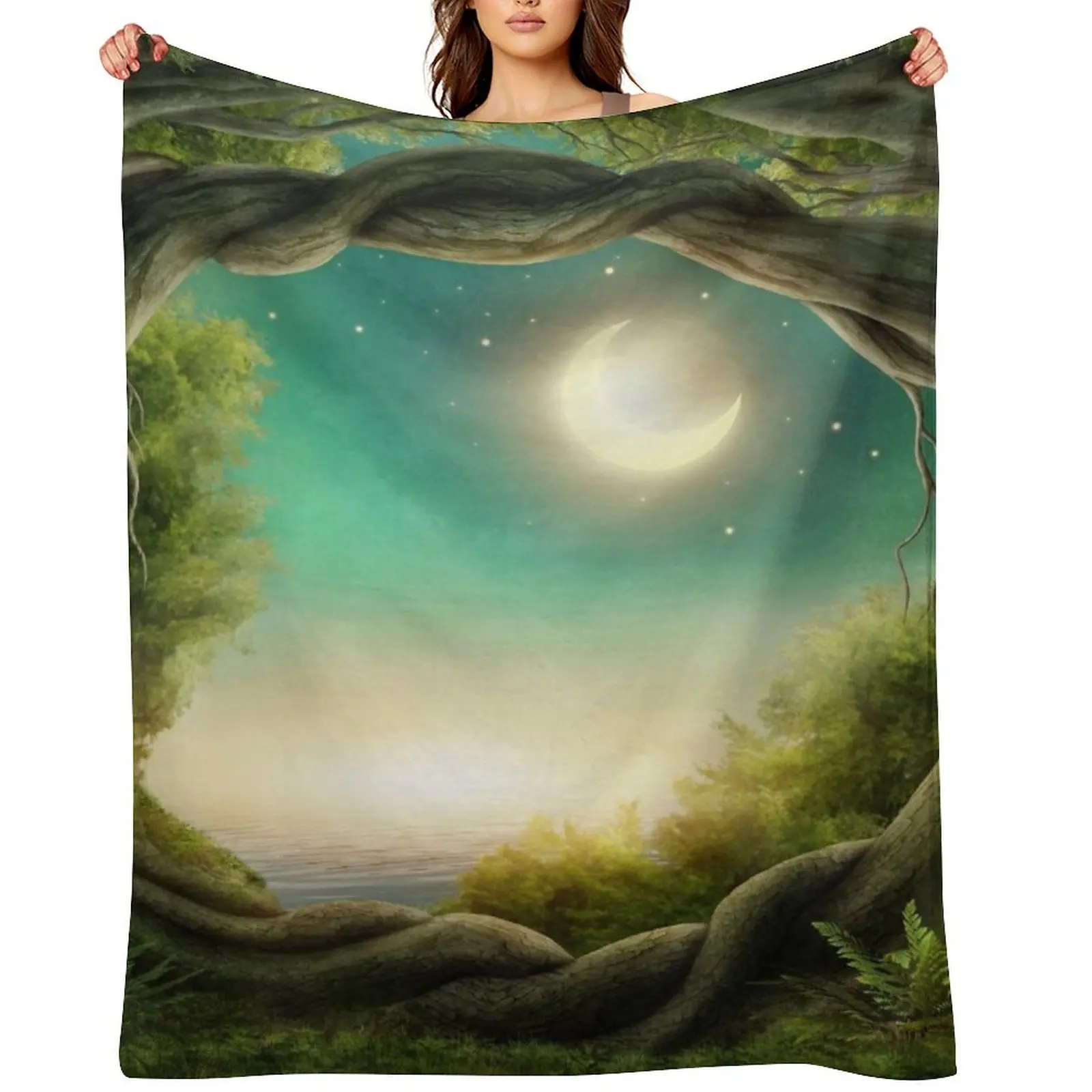 

Magic Moon Tree Throw Blanket Cute Plaid Decorative Throw Custom Giant Sofa Blankets