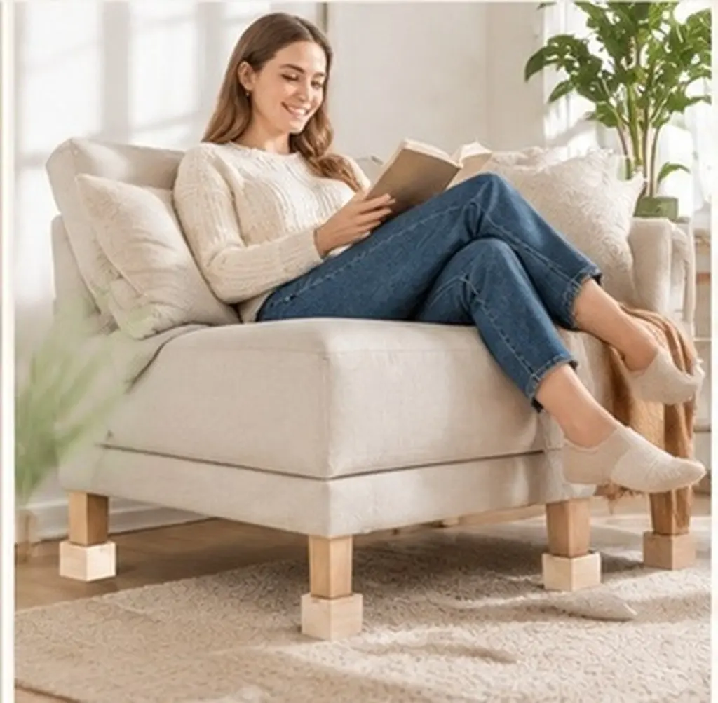 6Pcs Wooden Furniture Risers Bed Frame Lifters Heavy Duty Sofa Table Desk Furniture Leg Raiser Height Extension Blocks
