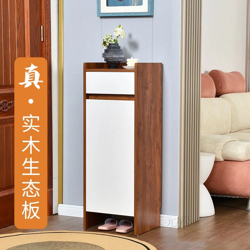 

Solid wood ultra-narrow shoe cabinet new home door corridor locker small apartment large capacity living room entrance cabinet