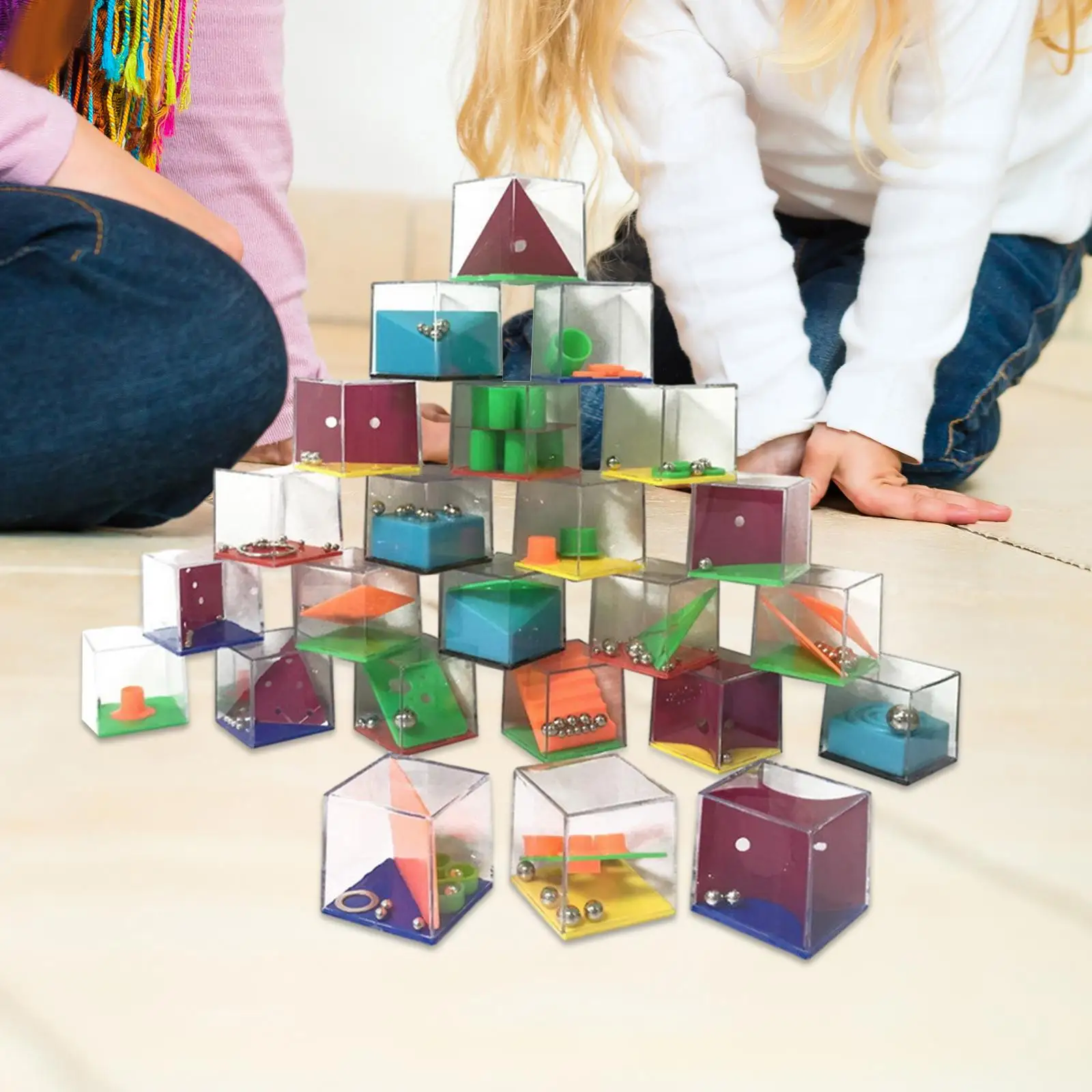 24 stuks doolhof spel puzzeldoos benodigdheden prijsdoos speelgoed 3D ballen doolhof kubus voor kinderen