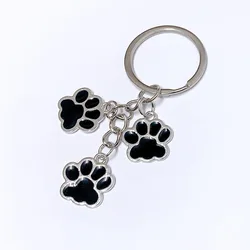 Cute Keychain Cat Dog Paw Key Ring Footprints Enamel Key Chains For Women Men Handbag Accessorie DIY Handmade Jewelry Gifts