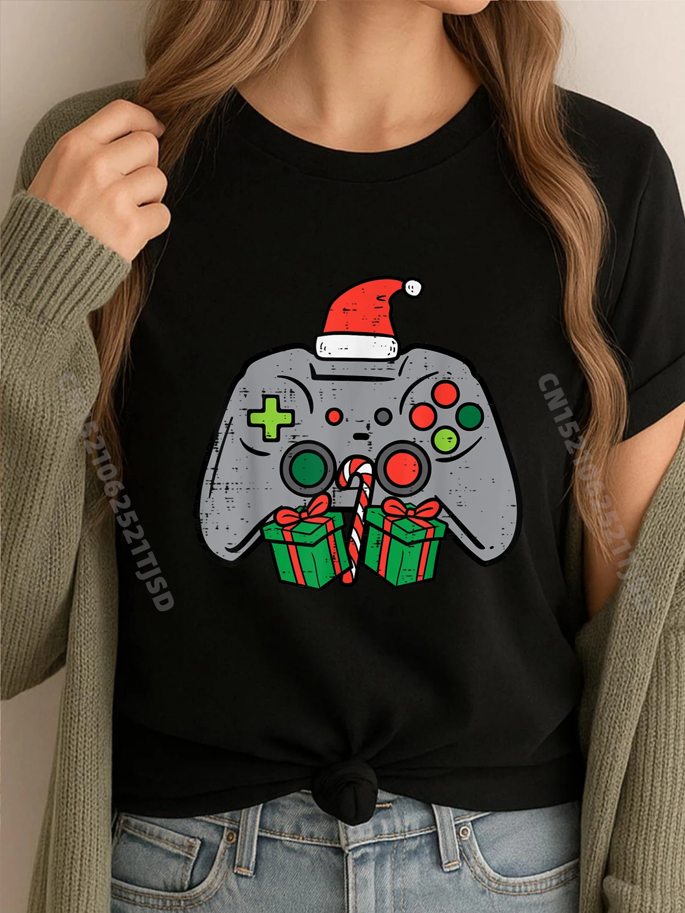 

Рождественский игровой контроллер Xmas Gamer Женская молодежная роскошная футболка, новые топы и футболки для улицы