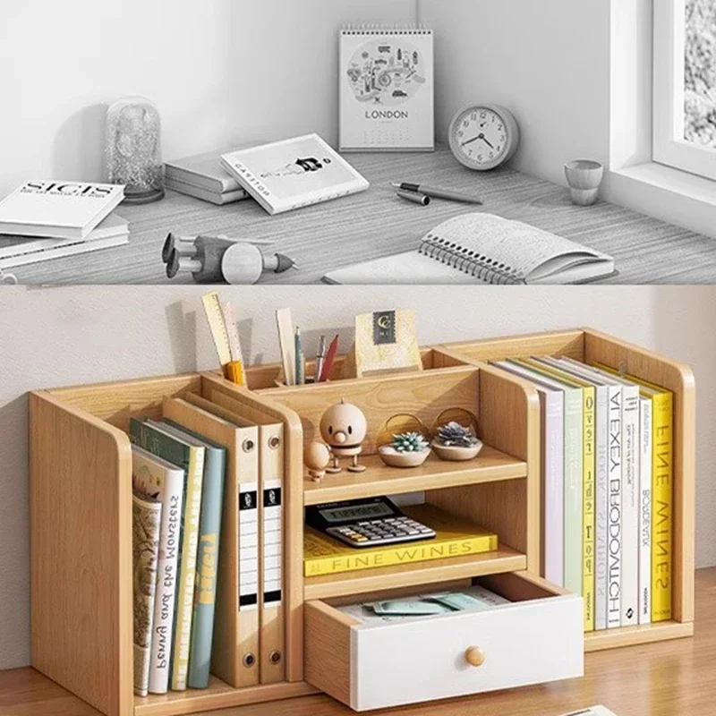 Student Stand Library Book Shelf Wooden Desk Storage Organize Dormitory Small Shelf Books Office Prateleira Livros Furniture