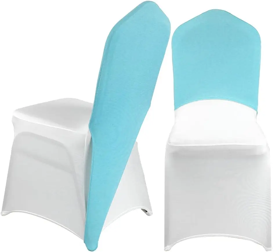 

Spandex Strech Universal One Leg Half Ba Chair Covers Hooder Sash Hat Bands For Banquet Folding Chair Decoration (Lake Blue,
