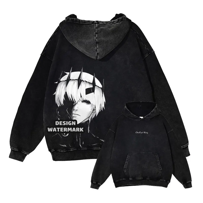 

Bandai аниме T-Tokyo Ghoul толстовки большого размера винтажные потертые толстовки с капюшоном Kaneki Ken пуловер манга ретро свитер мужской