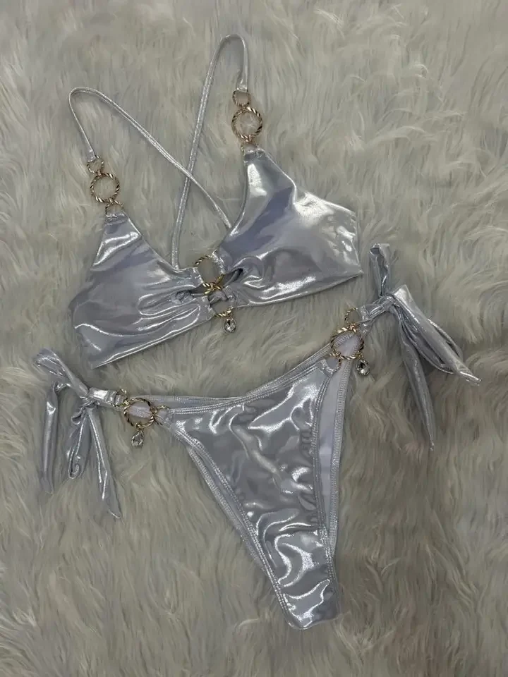 Metal Rings Bikinis Hollow Out Bikini Women Swimsuit Female Brazilian Swimwear… - Image 3