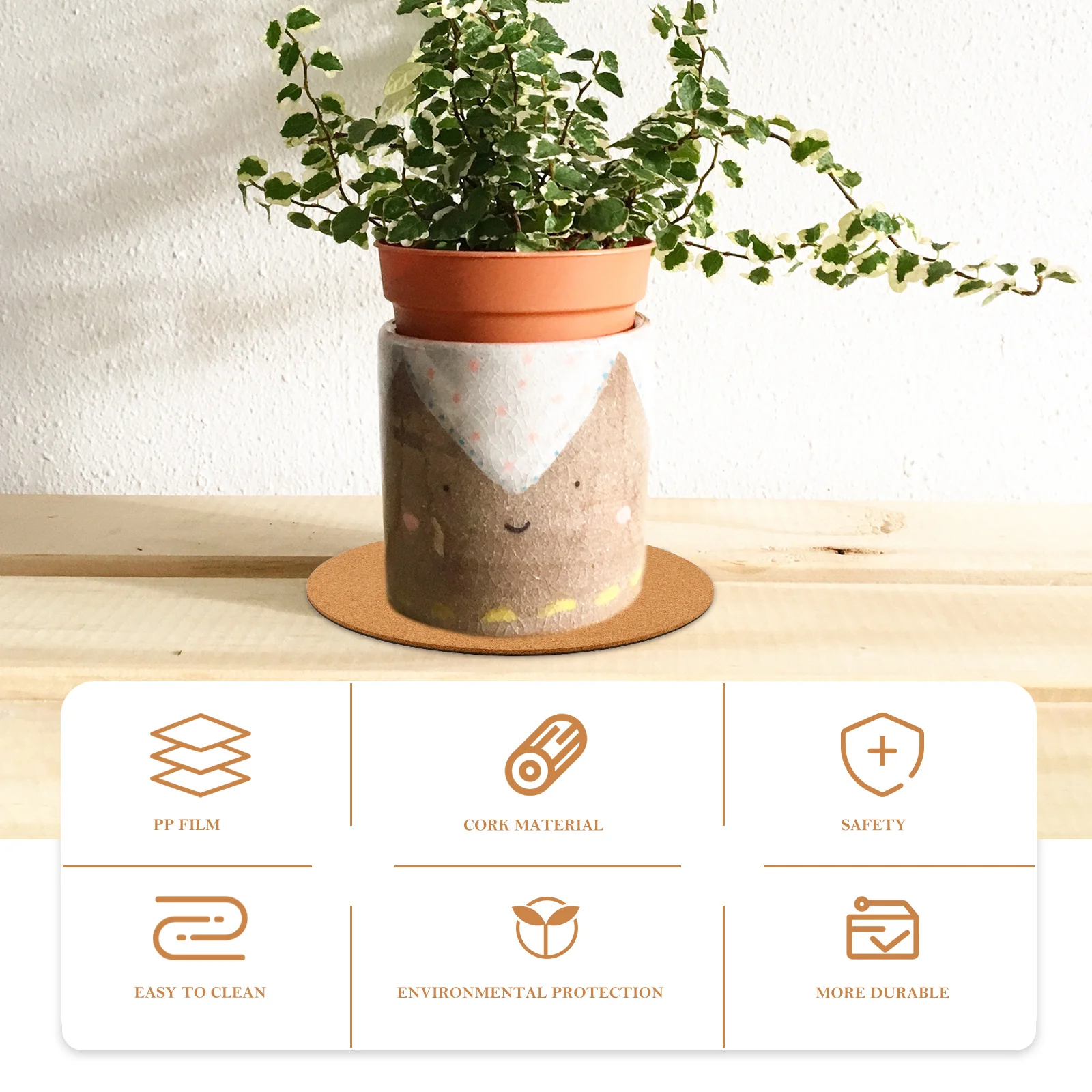 

2pcs Soft Cork Plant Saucers For Gardening Lightweight Durable Flowerpot Pad No Scratch Tray Plant Plate Flower Pot Saucer