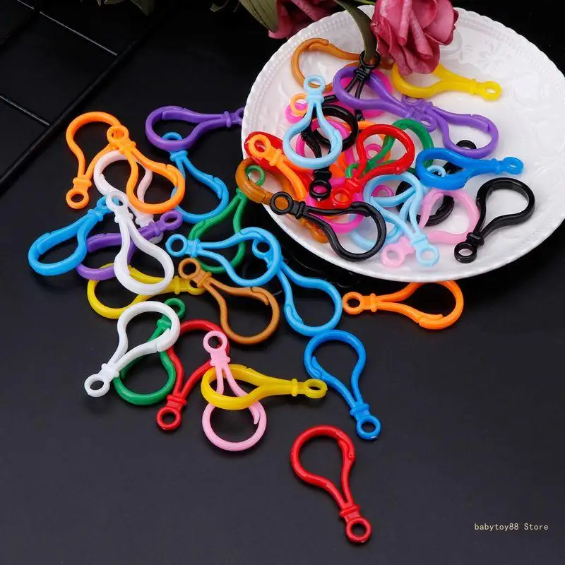 Y4UD 100pcs Plastic Colorful Lamp Buckle Hook Lobster Clasp DIY Needlework