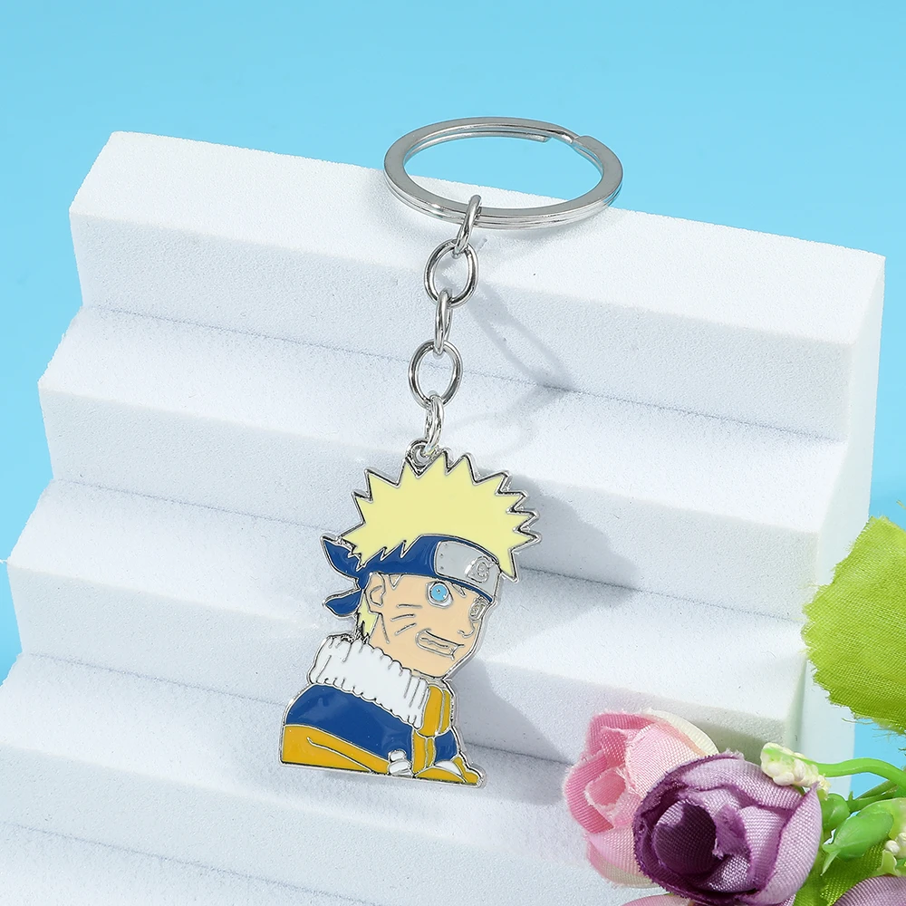 Chaveiro de Anime com Figura de Desenho Animado Uzumaki Naruto, Pingente de Metal, Chaveiro para Carro e Mochila, Acessórios de Joias, Presentes