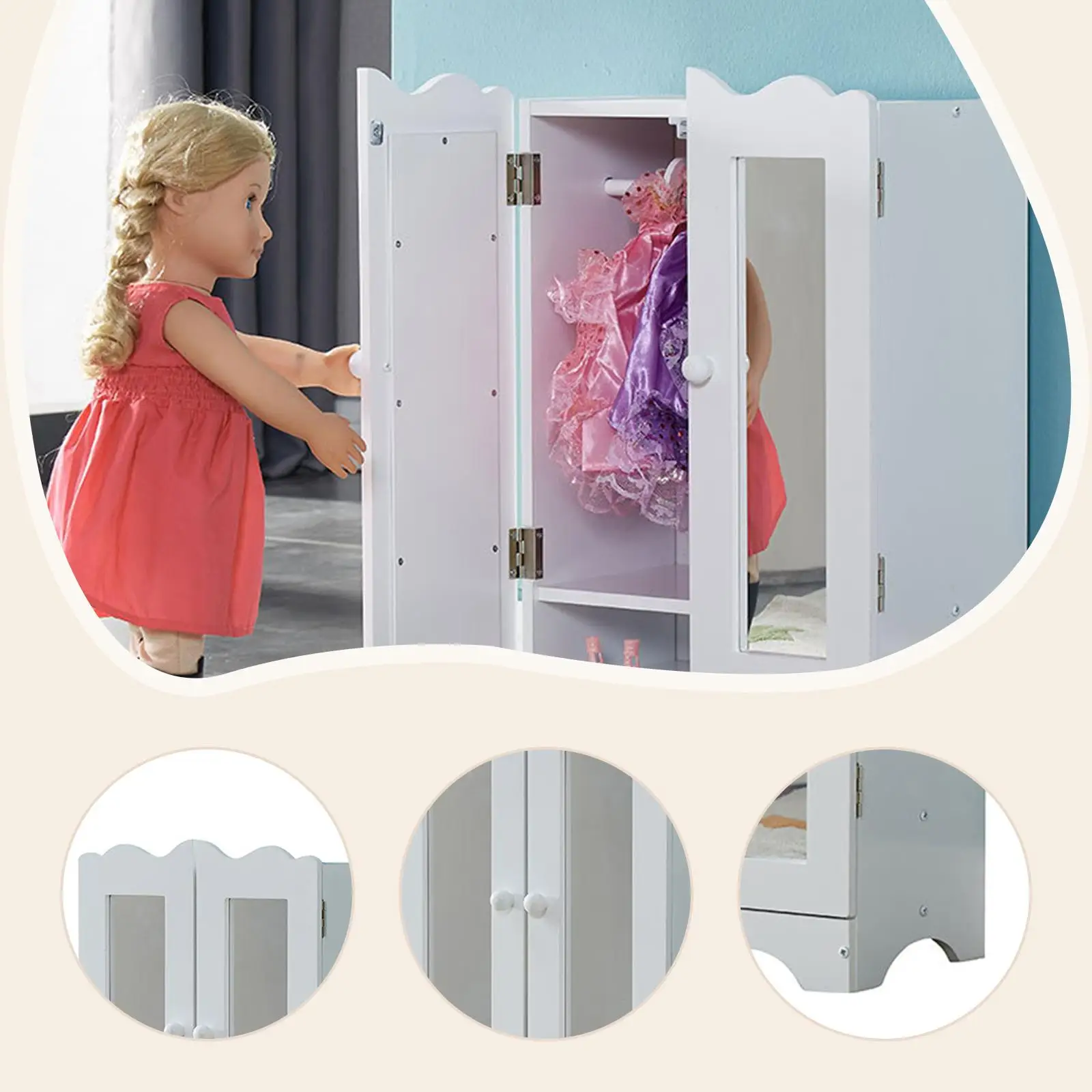 

Dollhouse Wardrobe, Home Decor Landscaping with Hangers Accessories Dollhouse Armoire Dollhouse Furniture for Children Kids
