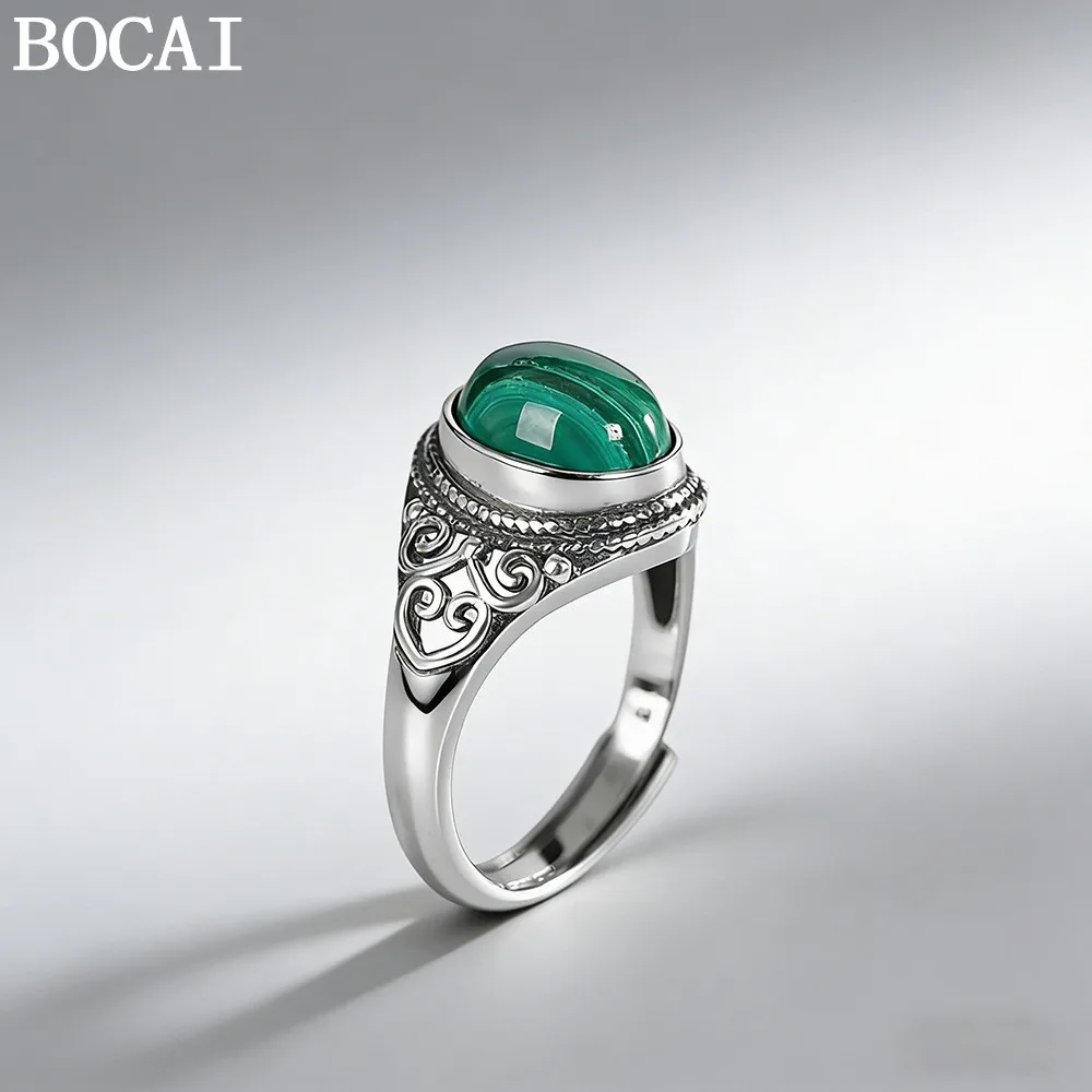 bocai-new-s925-sterling-silver-vintage-fashion-inlaid-with-peacock-stone-engagement-ring-women's-selected-gift