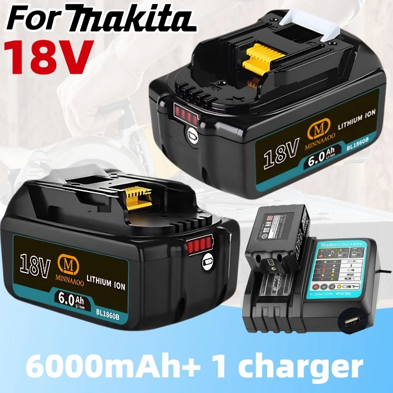 

Для аккумулятора Makita BL1830, зарядное устройство 6А, 18 В, 6000 мАч Сменный аккумулятор для BL1860 BL1850 BL1840B Tool Аккумуляторная батарея