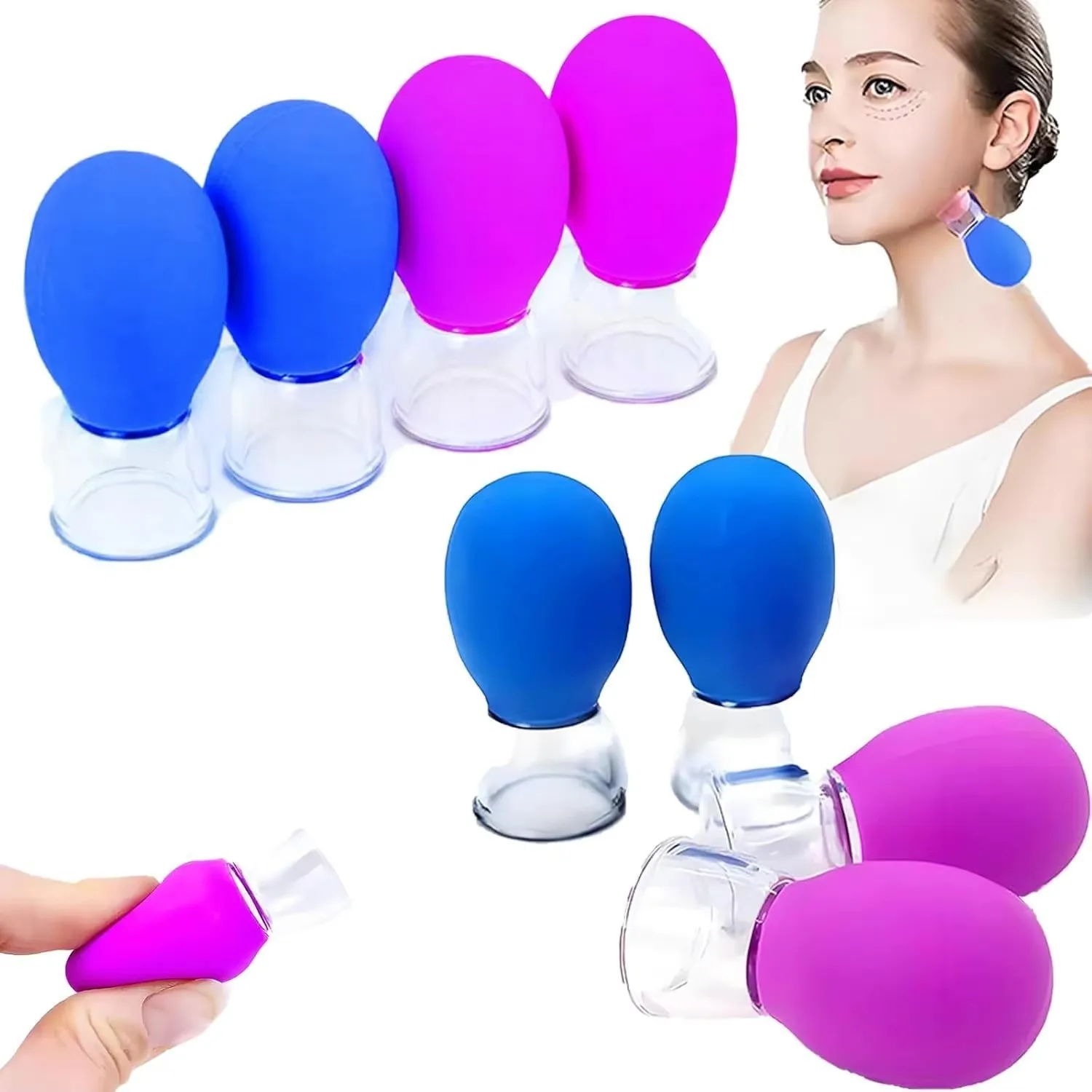 Mini ventouse de massage facial en silicone, outil portable de relaxation de la peau du visage pour un massage doux des yeux, du cou et du visage