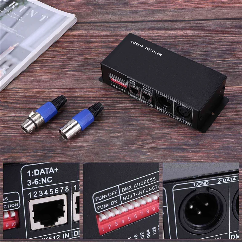 ABUP-3X DMX 512 4채널 X 8A 디코더 LED 컨트롤러 4채널 드라이버 RGBW LED 테이프 DC 12V - 24V