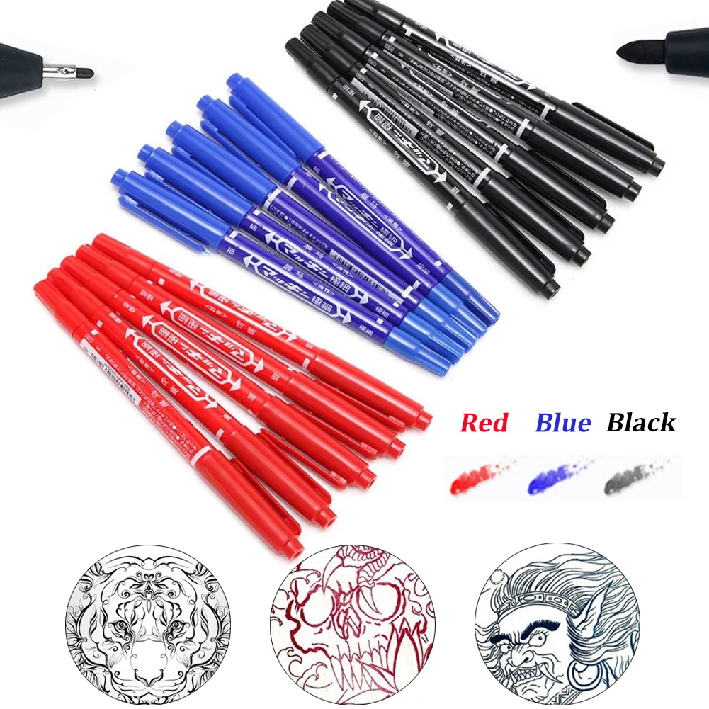 

10/5pcs Dual-Tip Tattoo Skin Markers Pen Ink Waterproof Marker Pen Tattoo Supply for Permanent Makeup Life Office Supplies