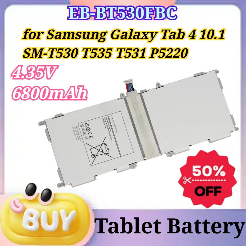 4.35V 6800mAh Battery EB-BT530FBC EB-BT530FBU for Samsung Galaxy Tab 4 10.1 SM-T530 T535 T531 P5220 Tablet Li-Polymer Battery