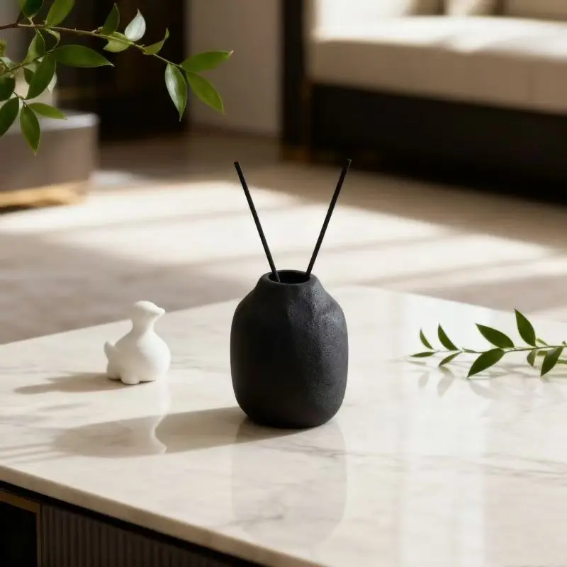 200Pcs 60cm Reed Diffuser Refill Sticks, Black Fiber Rattan Volatilization Sticks 3/4/5mm for Home & Hotel Aroma Accessories