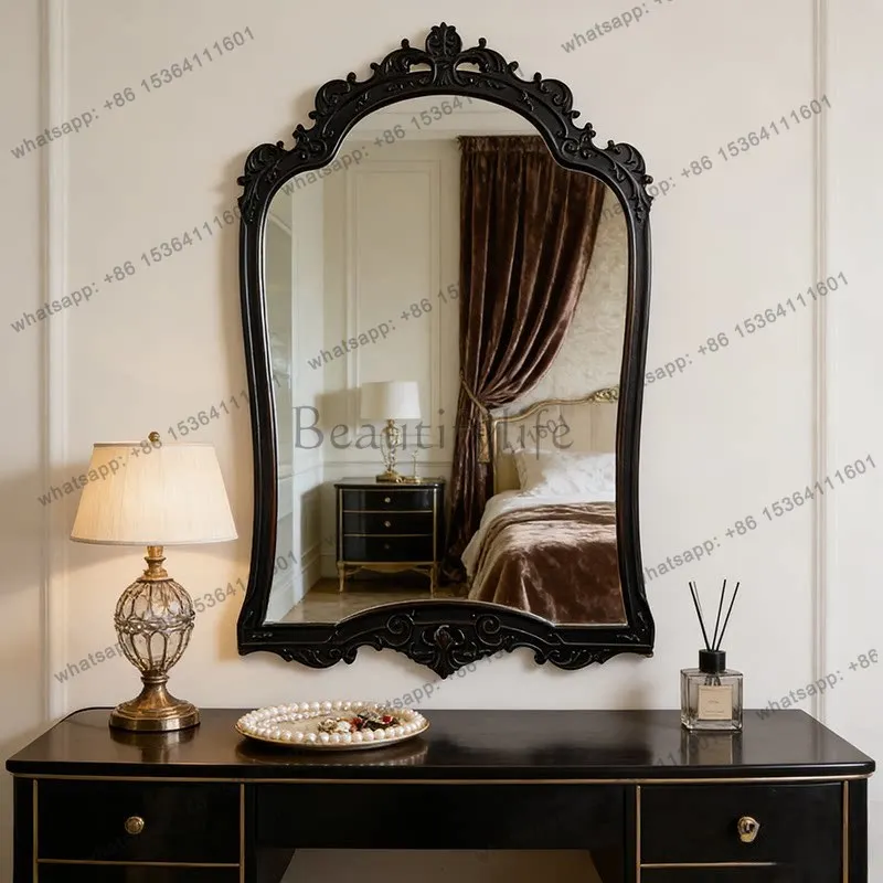 French retro bathroom mirror carved makeup high value living room entrance decorative mirror