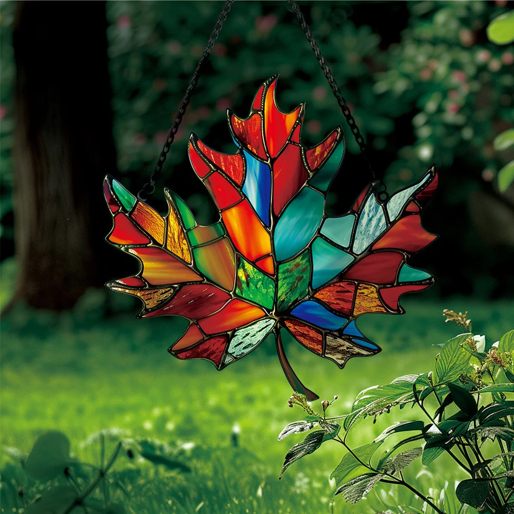 Double Sided for acrylic Sun Catcher Featuring Maple Leaf Motif for Decorative Use in For Home and Garden Settings