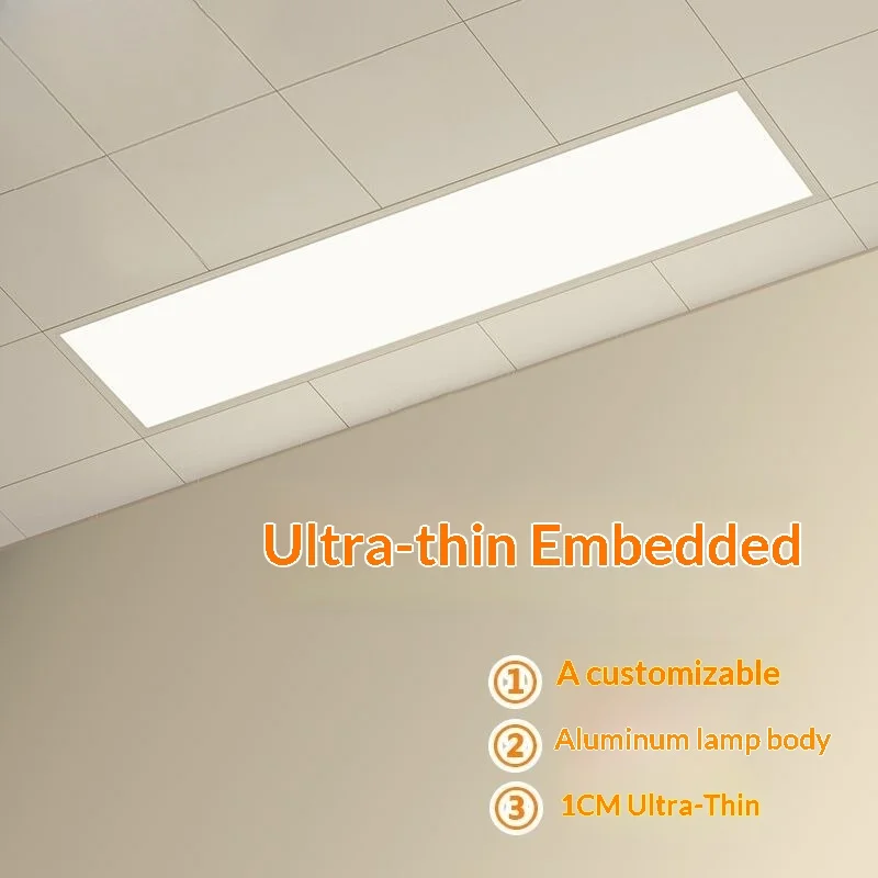 Modern Aluminum Recessed Rectangular LED Panel Flat Light Drop Ceiling Office Conference Room Long Strip Home Decor New Energy