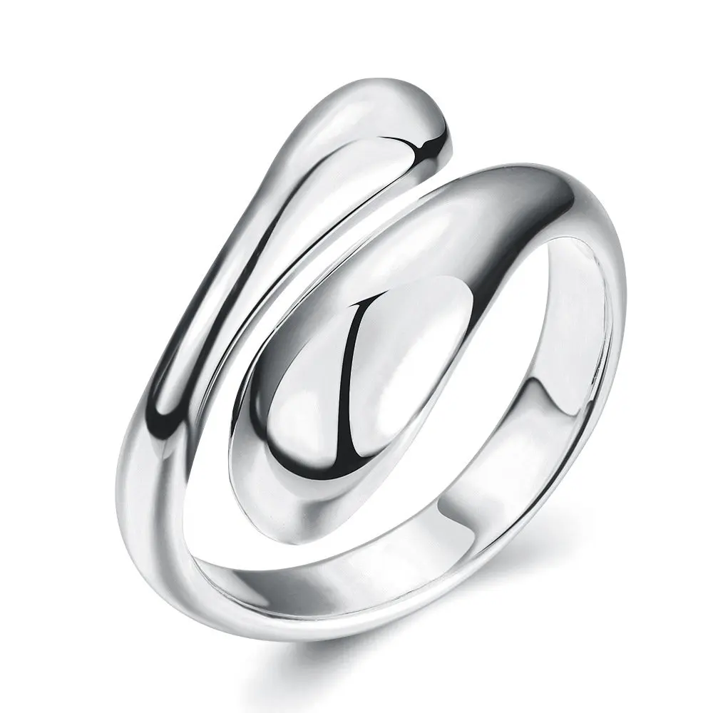 Fashion 925 Sterling Silver Simple Water Drop Open Ring For Women Charm Luxury Wedding Party Gift Jewelry Wholesale