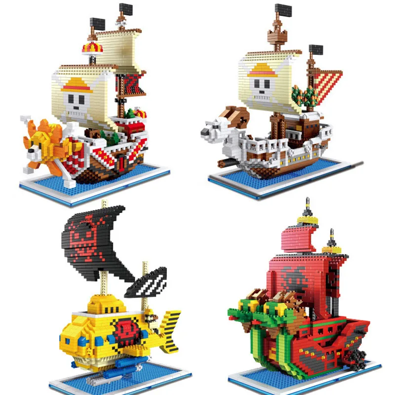 

One Piece Luffy Buliding Blocks GoingMerry Thousand Sunny Pirate Ship Educational Toy Kids Bricks Action Children Birthday Gift